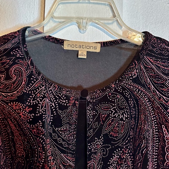 Notations Womens Top Layered 2-in-1 Long Sleeve Shirt Metallic Look Blouse XL - Picture 3 of 9